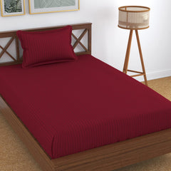 Glace Cotton Single Bedsheet With 1 Pillow Cover (89 X 57 Inches, Maroon) | Long Lasting Durability & Comfort For Your Living Space