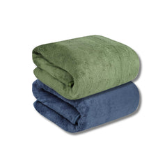 Fezora Microfiber Bath Towels 555 Gsm, | Extra Soft Plush & Quick Dry High Absorbency With Large Size Towels For Bathing Pack Of 2 (Dark Blue & Pista)