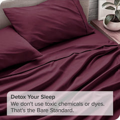 Perfect Flat Queen Size Bedsheet With 2 Matching Pillow Cover - 90 X 100 Inches, Wine | Natural Breathable & Wrinkle Free | 400 Thread Count