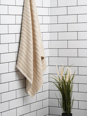 Welspun 100% Cotton Large 250 Gsm Dobby Solid 2-In-1 Bath Towel (Beige)