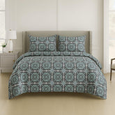 Cotton Queen Size Printed Double Bedsheet With 2 Pillow Covers For Home | 90 X 100 Inches, Grey & Blue - Beautiful Bedsheet Set | Perfect For Gifting Wedding, Anniversary