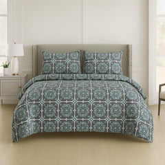 Cotton Queen Size Printed Double Bedsheet With 2 Pillow Covers For Home | 90 X 100 Inches, Grey & Blue - Beautiful Bedsheet Set | Perfect For Gifting Wedding, Anniversary