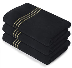 Kuber Industries Cotton Bath Towel 1500 Gsm | Super Soft, Quick Absorbent & Anti-Bacterial Gym & Workout Towels - Black (3 Pieces)