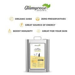 Natural Premium Desi Cow Ghee By Glamycose | High In Protein Fiber Healthy Desi Ghee For Overall Health | (2 Litre) 67.6 Ounce | Jar Pack