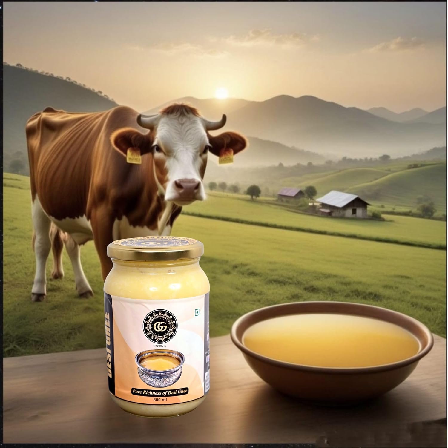 Pure Desi Ghee By G G Products | Homemade Rich In Taste & Nutrients Natural Pure Desi Ghee For Frying & Cooking | (500ml) 16.9 Ounce | Jar Pack Pure Desi Ghee By G G Products | Homemade Rich In Taste & Nutrients Natural Pure Desi Ghee For Frying & Cooking | (500ml) 16.9 Ounce | Jar Pack