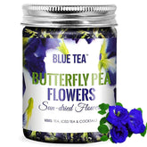 Blue Tea Butterfly Pea Flowers Herbal Tea - 50gm Pet Jar, 1.7 Ounce, 100+ Cups | Sun Dried Flower Antioxidant Tea - Caffeine Free, Detox Tea | No Added Colors, Aparajita - Shankhpushpi