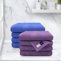 Sassoon Anatolia 8 Piece Cotton Hand Towel 500 Gsm | Soft, Absorbent & Quick Dry Towel For Gym, Home & Yoga (Heaven & Purple)