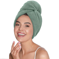 Mush Bamboo Hair Towel 300 Gsm | Ultra Soft, Absorbent & Anti Microbial Hair Wrap (Olive Green)