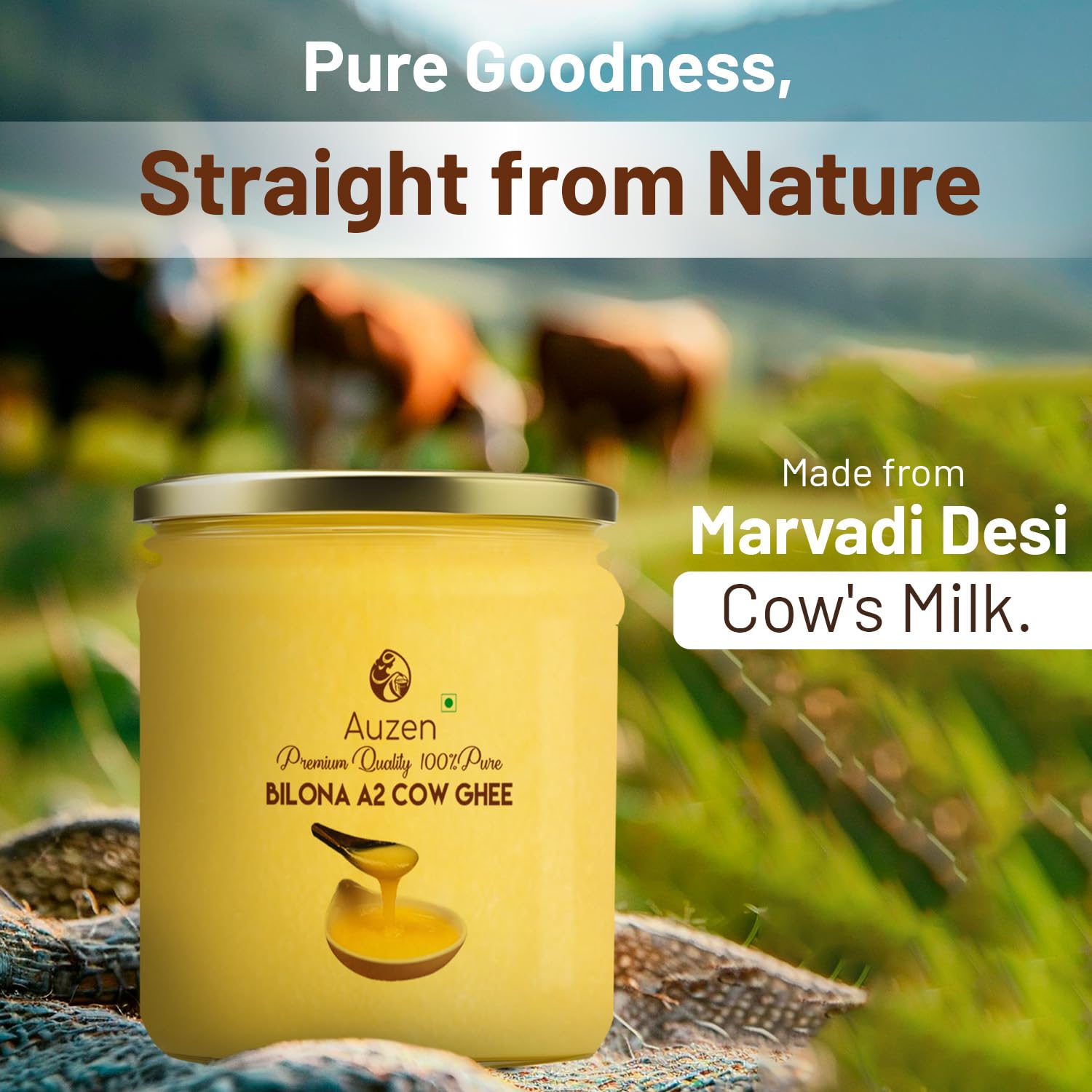 Pure Natural A2 Cow Ghee By Auzen | Rich In Nutrient, Delicious Healthy Desi Cow Ghee Good For Improves Digestion | (200ml) 6.7 Ounce | Jar Pack Pure Natural A2 Cow Ghee By Auzen | Rich In Nutrient, Delicious Healthy Desi Cow Ghee Good For Improves Digestion | (200ml) 6.7 Ounce | Jar Pack