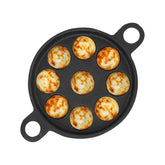 Super Smooth Black Cast Iron Paniyaram Pan - Small, 9 Pit, 8.2 Inch, 20.8 Cm, 2.7 Kg | Induction Friendly - Nonstick, Pre-Seasoned, 100% Pure & Toxin-Free, No Chemical Coating