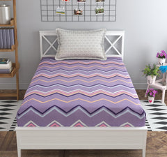 Printed Single Bedsheet With 1 Pillow Cover - 60 X 90 Inches, Lavender | Soft, Durable, Ideal For Bedroom Decoration | Suitable For Warmer Seasons