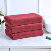 Black Gold The Finer Touch Microfiber Bath Towels 1500 Gsm | Super Absorbent, Lightweight, Ultra-Soft, Fade Resistant (Dark Pink) - Pack Of 3