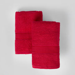 Kopa Quick Dry 100% Cotton Soft Terry Hand Towel 380 Gsm | Quick Dry 100% Cotton Super Absorbent, Lightweight (D'Ross) Hand Towel (Red)- Pack Of 2