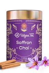 Udyan Tea Saffron Chai - 100gm, 3.5 Ounce | Premium Whole Leaf CTC Tea With Saffron & Natural Spices - Traditional Indian Spice Chai Latte | High Caffeine Tea Leaf