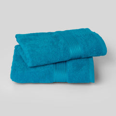Kopa Quick Dry 100% Cotton Soft Terry Hand Towel 380 Gsm | Quick Dry 100% Cotton Super Absorbent, Lightweight (D'Ross) Hand Towel (Turq)- Pack Of 2