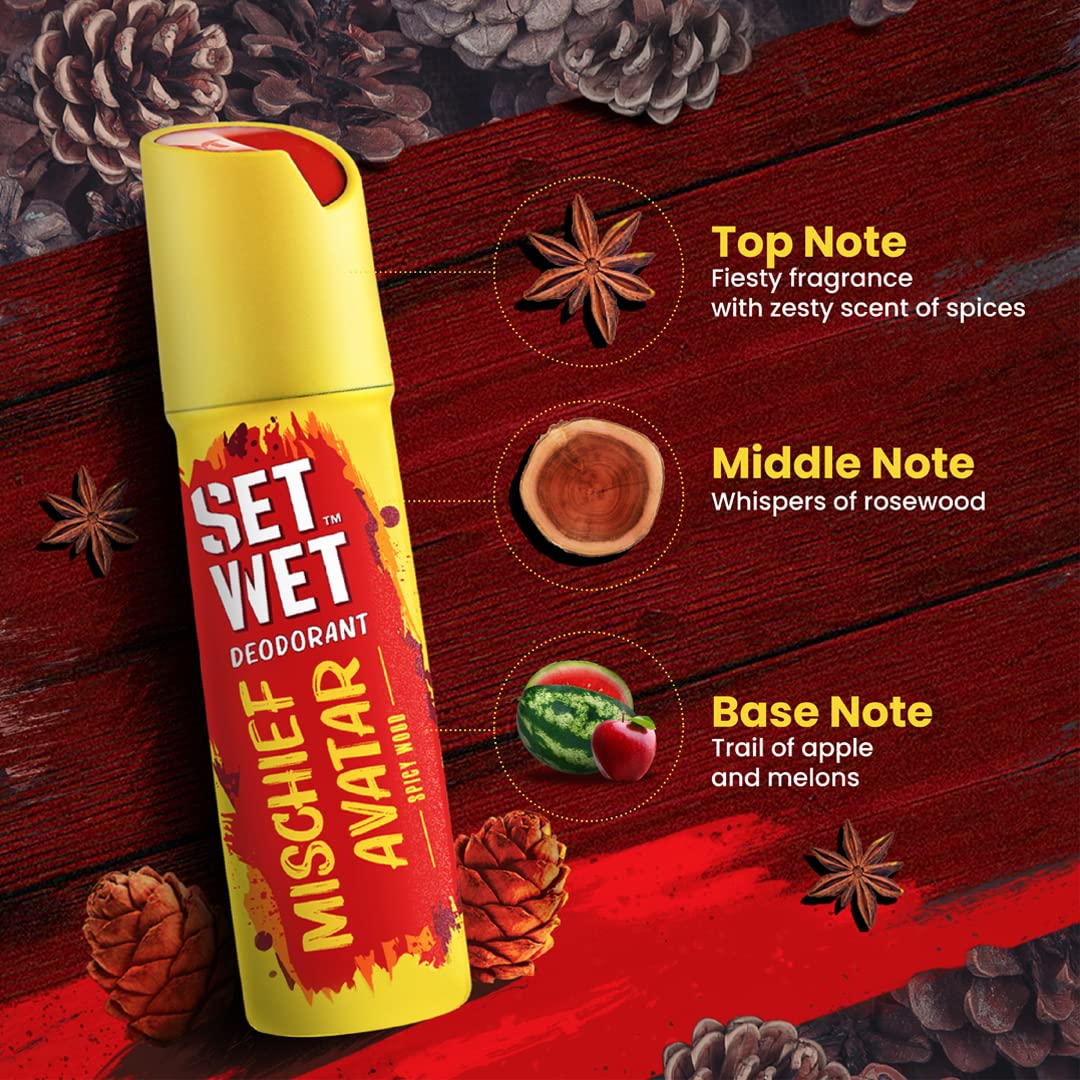 Set Wet Combo Of 3 Deodorant Spray Perfume Cool + Charm + Mischief Avatar For Men 150ml Each 5 Fl.oz. Set Wet Combo Of 3 Deodorant Spray Perfume Cool + Charm + Mischief Avatar For Men 150ml Each 5 Fl.oz.