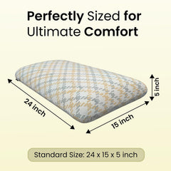Ventilated Cooling Gel Memory Foam Pillow, Orthopedic Pillow - 22x15x5 Inch | Mustard & Grey, King Size, For Sleeping & Neck Pain Relief With Premium Removable Zipper Cover - Pack Of 2