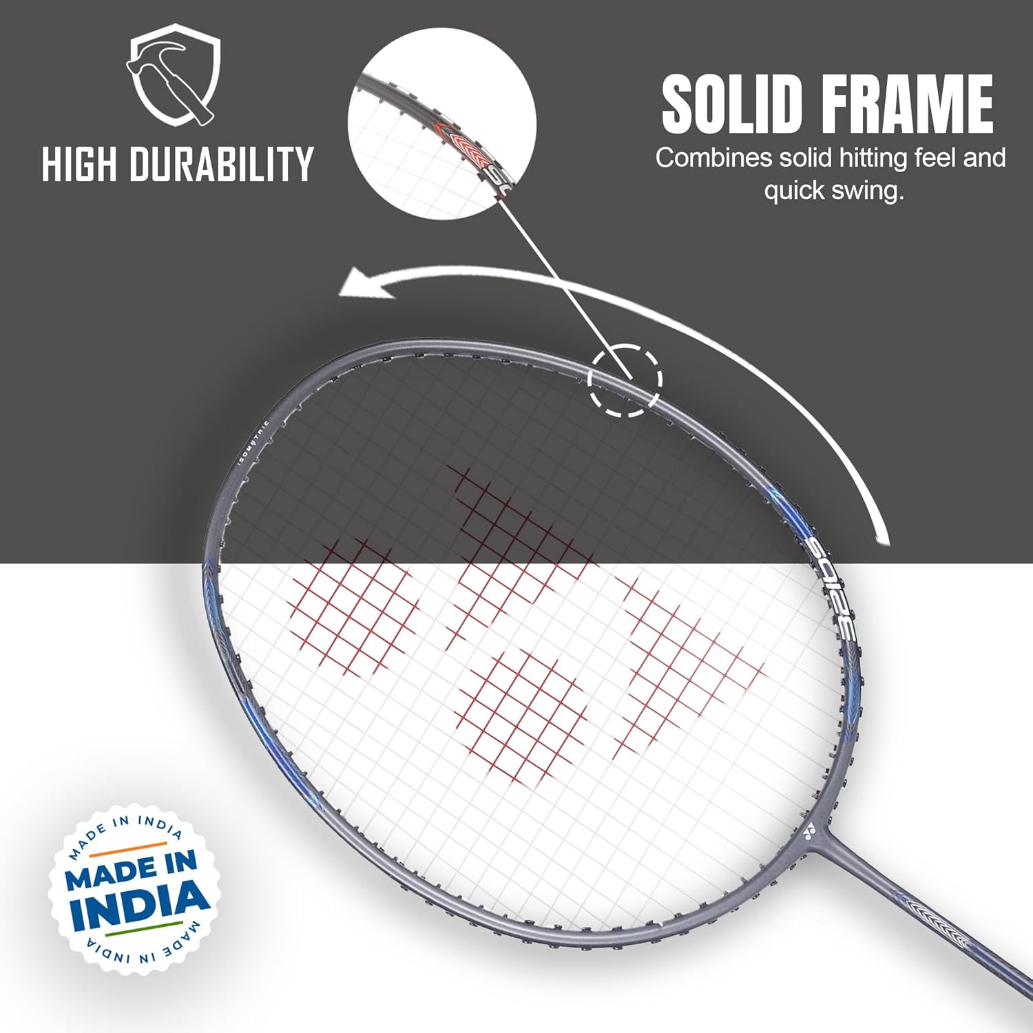 Yonex Badminton Racquet ASTROX ATTACK 9, G4 4U 80gms - 32lbs, Grip Size - 4 1/2 inches, Material - Graphite, Colour - Gun Metal Grey Yonex Badminton Racquet ASTROX ATTACK 9, G4 4U 80gms - 32lbs, Grip Size - 4 1/2 inches, Material - Graphite, Colour - Gun Metal Grey