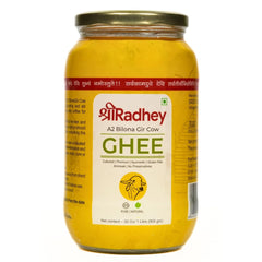 100% Pure A2 Bilona Gir Cow Ghee By Shreeradhey | Good Source Of Protein Fiber Healthy Desi Ghee Perfect For Glowing Skin | (1 Litr) 33.8 Ounce | Jar Pack