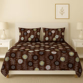 Glace Cotton Flat Double Bedsheets With 2 Pillow Covers | 90 X 90 Inches, Dark Brown | Double Bed Breathable | Wrinkle Free & Summer