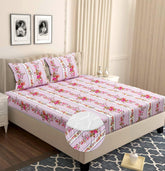 Microfiber All Round Elastic Fitted Bedsheets For King Size Bed With 2 Pillow Covers | 72 x 78 Inches, Pink - Breathable & Long Lasting Bedsheet