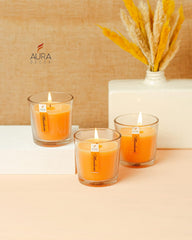 MANDARIN FRAGRANCE VOTIVE GLASS CANDLES SET OF 3 | BURNING TIME 12 HOURS