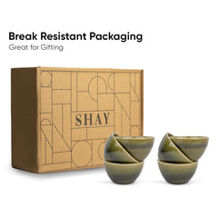 Ceramic Veg Bowls Set Of 6 For Dinner - 220ml Each, Mehndi Ombre | Katori Set - Ceramic Bowls Set | Dessert Bowl Set With Glossy Finish - Ice Cream Bowls