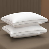Gusseted Hotel Pillows For Sleeping, Neck Support Pillows, White | Down Alternative, Hypoallergenic, Bed Pillows | For Side & Back Stomach Sleepers, Soft & Supportive - Pack Of 2