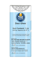 Natural Premium Desi Ghee By Sat Amrit | Vedic Bilona Hand Churned Natural & Healthy Indian Desi Ghee (1 Litr) 33.8 Ounce | Box Pack