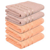 Kuber Industries Face Towel 1000 Gsm | Towels For Daily Use Workout Hand Towel | Lining Design | Pack Of 5 (Peach & Brown)
