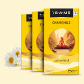 TE-A-ME Unwind Chamomile Tea - Pack Of 3 X 25 Infusion Tea Bags | Chamomile Tea For Good Sleep - Caffeine Free, Biodegradable | Packaging Might Vary