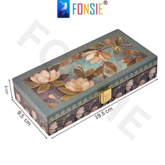 Fancy Shagun Cash Box Or Gaddi Box For Gifting Money On Wedding, New Born Baby, Ring Ceremony Pattern1pc, Material - Wood, Colour - Green Flower