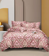 1 Single Glace Cotton Flat Bedsheet With 1 Pillow Cover & Single Comforter - 60 X 90 Inches, Pink | Soft & Durable For Everyday Use - All Season Comfort