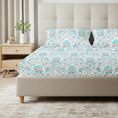 Bedsheets For Double Bed & Queen Size With 2 Pillow Cover (Size 88 X 108 Inches) Sky Blue | Home Decor And Perfect Gifting | 100% Pure Cotton Bedsheet With A 200 Thread Count