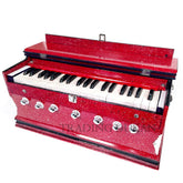 Musical Instrument Harmonium For Beginners & Kids - 7 Stoppers, 39 Keys, Double Bellow, Two Reeds (Base- Male), Perfect For Every Octave | Compact & Portable Design - Red Color