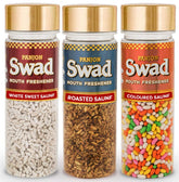 Panjon Swad White Sweet Saunf, Roasted Saunf & Coloured Saunf Fennel Mukhwas 360gm, (120gm *3 Bottles)
