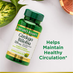 Nature's Bounty Ginkgo Biloba 120mg, Help Maintain Healthy Circulation, Supports Healthy Brain Function | 100 Capsules 100gm 0.2lbs