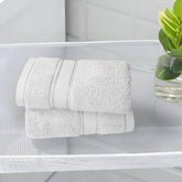 Bama 100% Cotton Hand Towel 500 Gsm | Soft & Absorbent Hand Towels For Bathroom, Kitchen, Gym (White) - Set Of 2