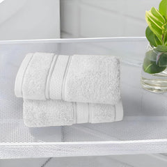 Bama 100% Cotton Hand Towel 500 Gsm | Soft & Absorbent Hand Towels For Bathroom, Kitchen, Gym (White) - Set Of 2