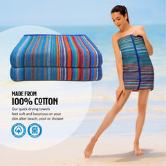 Ambra Linens Highly Absorbent Bath Towels 1 Kg | 100% Cotton, Soft & Plush All Seasons Use, Extra Large Size (Blue Bubbles)- Pack Of 2