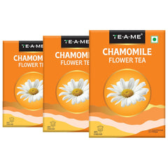 TE-A-ME Chamomile Flower Tea - Pack Of 3 X 50gm, 1.7 Ounce Each | Chamomile Tea For Good Sleep - Caffeine Free, Biodegradable