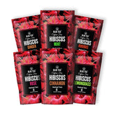 Blue Tea Hibiscus Tea Sampler - 6 Flavors, 30 Pyramid Tea Bags | Skin Glow Enhancing Tea - Caffeine Free, Gluten-Free, Non-GMO | Plant Based Tangy Taste - Zipper Pack