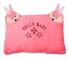 Hello Teddy Design Kid's Pillow, Velvet Super Soft Kids Pillow, Pink - 12 X 18 Inch | For Sleeping & Travel, Suitable For All Sleepers | Multipurpose & Comfortable, Breathable - 1 Piece