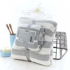 Homecloud Korean Plush Soft & Luxury 400 Gsm | Towel Set With Hanging Loop | 3x Softer Than Cotton Towels | Set Of 2 (1 Bath Towel + 1 Face Towel)
