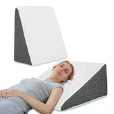 Wedge Cushion, Orthopedic Wedge Pillow For Bed, Neck Pain, White & Grey - 20 X 19.5 X 10 Inch | For Acid Reflux, Snoring, Gerd, Leg Elevation & Pregnancy | High-Resilience Memory Foam Pillow