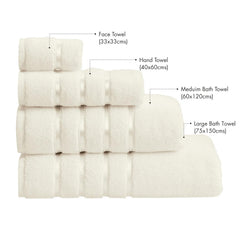 Spread Spain Roman Face, Hand & Bath Large Towel 600gsm | Super Soft & Comfortable, Extra Absorbent Cotton Towels For Face, Body & Gym- Off-White (Set Of 3)