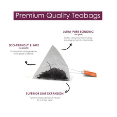 Saffron Cup Darjeeling Summer Flush Energetic Black Tea - 40gm, 1.4 Ounce, 20 Pyramid Tea Bags | 100% Natural, Rich In Antioxidants - Perfect For Connoisseurs & Heart Health | Low Caffeine