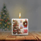 SQUARE CHRISTMAS PILLAR CANDLE 3 INCH | PRINTED CANDLE | 40 HOURS BURNING CANDLE