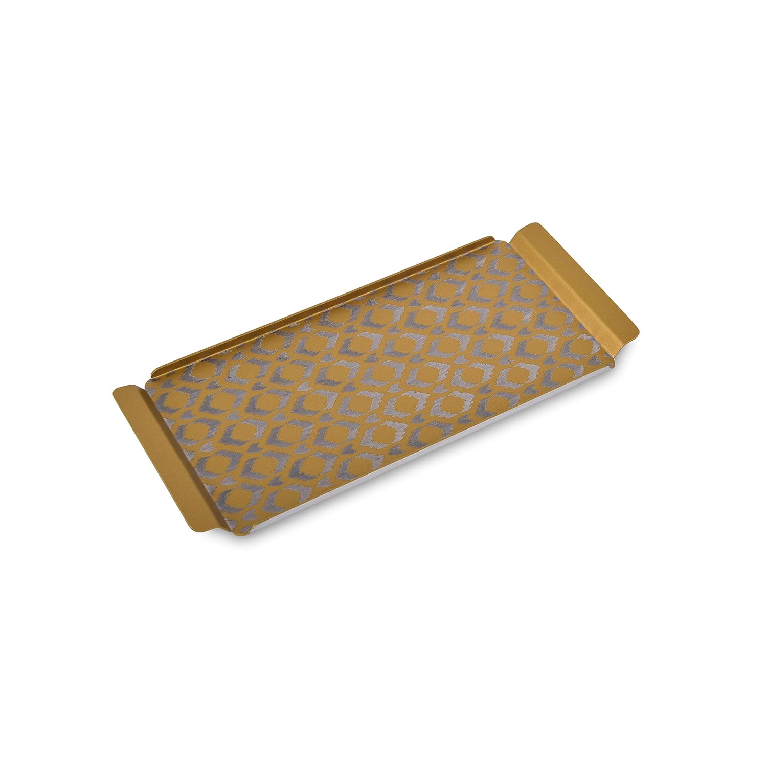 Designer Stainless Steel Medium Tray, Gold - Ikat Series | Multipurpose Serving Platter - Premium Serve Ware, Dinnerware & Tableware Designer Stainless Steel Medium Tray, Gold - Ikat Series | Multipurpose Serving Platter - Premium Serve Ware, Dinnerware & Tableware