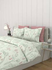100% Cotton Queen Size Bedsheet For Double Bed With 2 Pillow Covers - 90x108 Inches, Sea Green | Ideal For Daily Use & Gifting Bedsheet